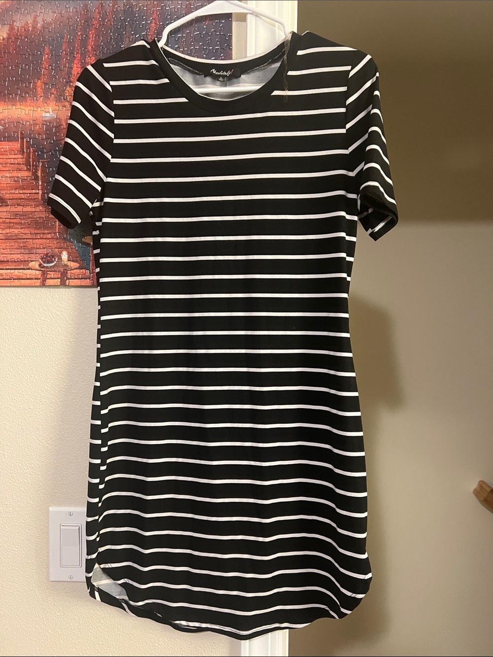 Absolutely Black and White Striped Midi Dress